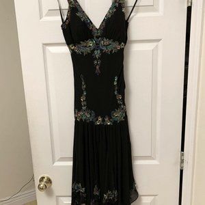 SUE WONG NOCTURNE DESIGNER EVENING GOWN BEADED